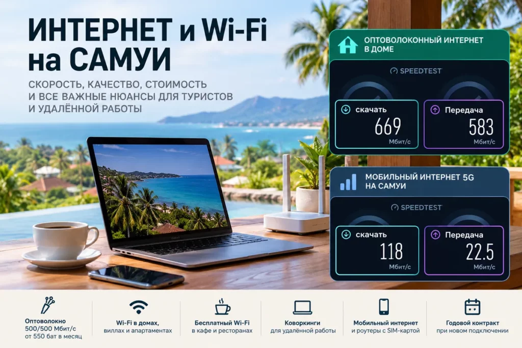 Интернет и Wi-Fi на Самуи — оптоволоконное подключение и мобильный интернет 5G